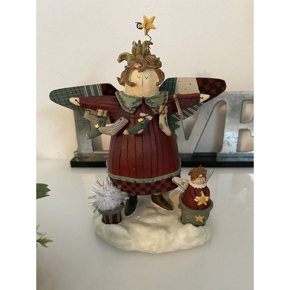 Vintage Henton International Christmas Angel Figurine Numbered Detailed W Star - Picture 14 of 16